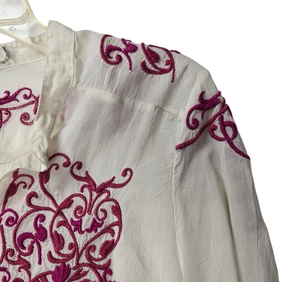 Johnny Was Small Embroidered Popover Lightweight Tunic Blouse Top - Picture 5 of 11